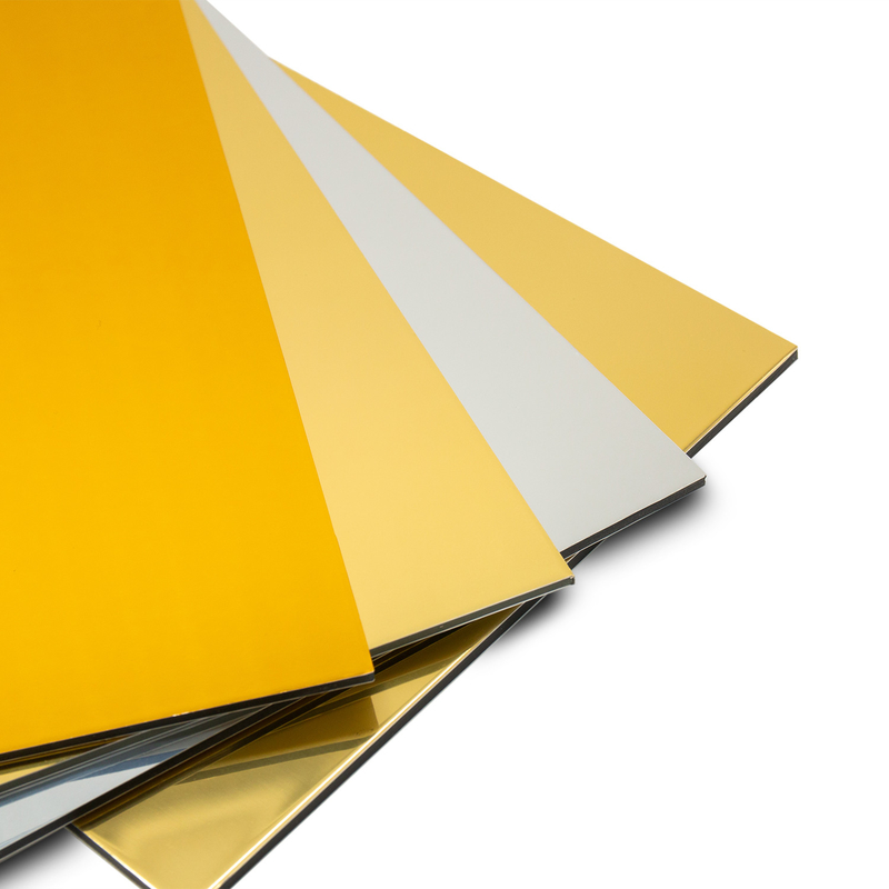 Panel compuesto de aluminio espejo de 0,1 mm con revestimiento de polietileno de núcleo PVDF certificado por SGS