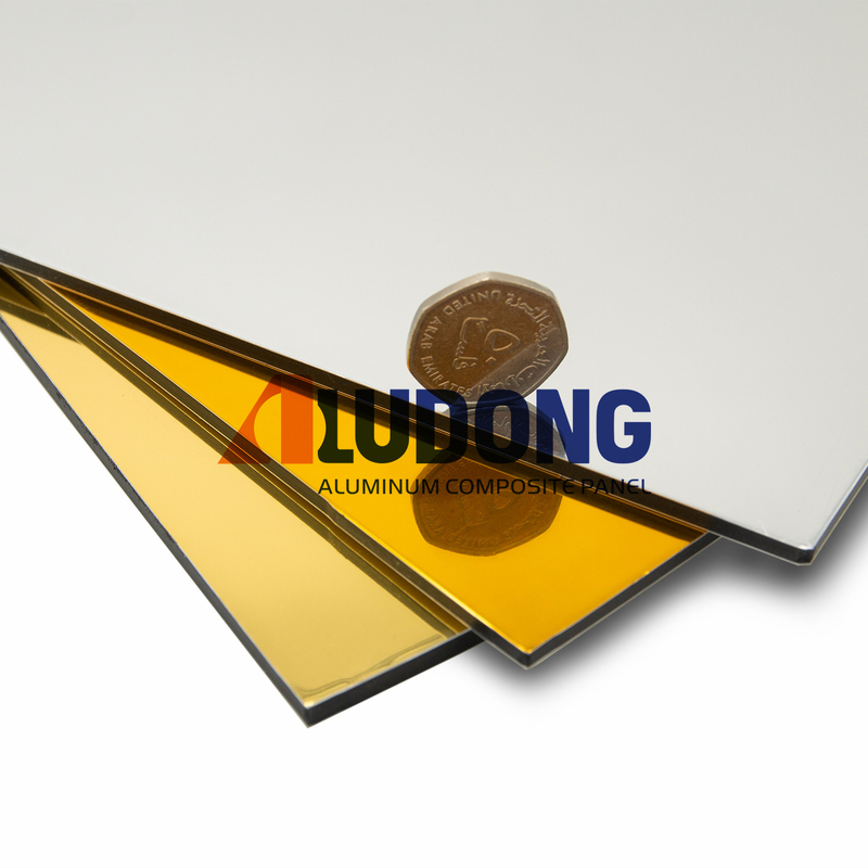 Espejo Alucobond ACP Dibujo Panel Compuesto de Aluminio Para Revestimiento de Panfletos, Ventanas de Pared de Cortina Panel de Pared Exterior Y Decoración Interior ACP Paneles de Pared Decorativos