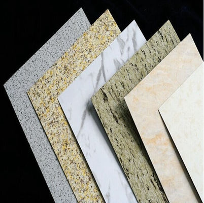 Panel compuesto de aluminio PVDF de 4 mm con acabado de granos de mármol de alto brillo Panel de alucobond para hoteles de lujo Revestimiento de paredes Decoración del vestíbulo